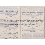 QUEEN'S PARK RANGERS Four single sheet Football League South issues, v Southampton 30/10/43.