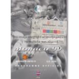 1999 SUPER CUP LAZIO V MANCHESTER UNITED Programme and ticket for the game at Monaco dated 27/8/