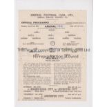 ARSENAL Single sheet programme for the home Football Combination Cup match at Arsenal 5/4/1948,