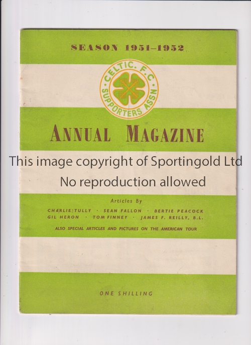 CELTIC Supporters' Association Annual for 1951/2. Good