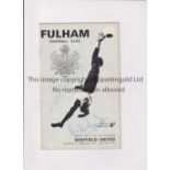 ALAN HODGKINSON / REG MATTHEWSON AUTOGRAPHS 1967 Away FA Cup programme v Fulham 18/2/1967 signed