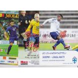 ENGLAND U-21'S Seven away programmes v Finland 2013, Sweden 2004, Moldova 2014, Poland 2004, Wales