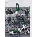 BERT TRAUTMANN Autographed 12 x 8 colorized photo of a montage of images relating to the iconic