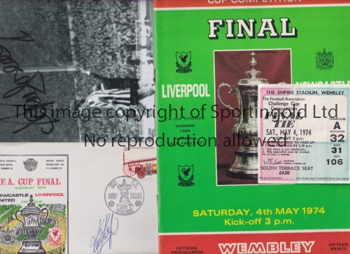 1974 FA CUP FINAL / KEVIN KEEGAN AUTOGRAPHS Programme, seat ticket plus 2 items signed by Keegan,