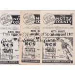 NOTTS. COUNTY Seven home programmes for 1951/2 season v Coventry, Sheff. Weds., Bury, Cardiff,