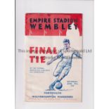 1939 FA CUP FINAL Programme for Portsmouth v Wolves, repairs to cover and tape marks on the inside