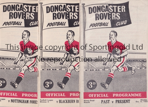 DONCASTER ROVERS Eleven home programmes for season 1956/7 including Past v Present, Blackburn,
