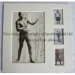 JACK JOHNSON / AUTOGRAPH An original 8" X 5" black & white photo showing Johnson in boxing pose.