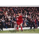 LIVERPOOL Autographed 12 x 8 col photo of Jimmy Case celebrating with team mate David Fairclough who