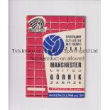 MANCHESTER UNITED Programme for the away European Cup Quarter-Final v Gornik Zabrze 13/3/1968 in