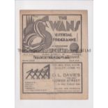 1938 SWANSEA V LUTON TOWN Programme for the game at Vetch Field dated 22/10/38. Fold with wear on