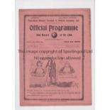 TOTTENHAM HOTSPUR V WOOLWICH ARSENAL 1912 Gatefold programme for the South Eastern League match at