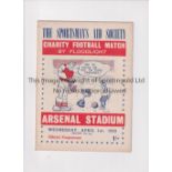 NEUTRAL AT ARSENAL Programme for the Charity match, Boxers v Jockeys 1/4/1953 at Highbury. Good