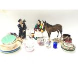 A collection of ceramics, including a Beswick hors