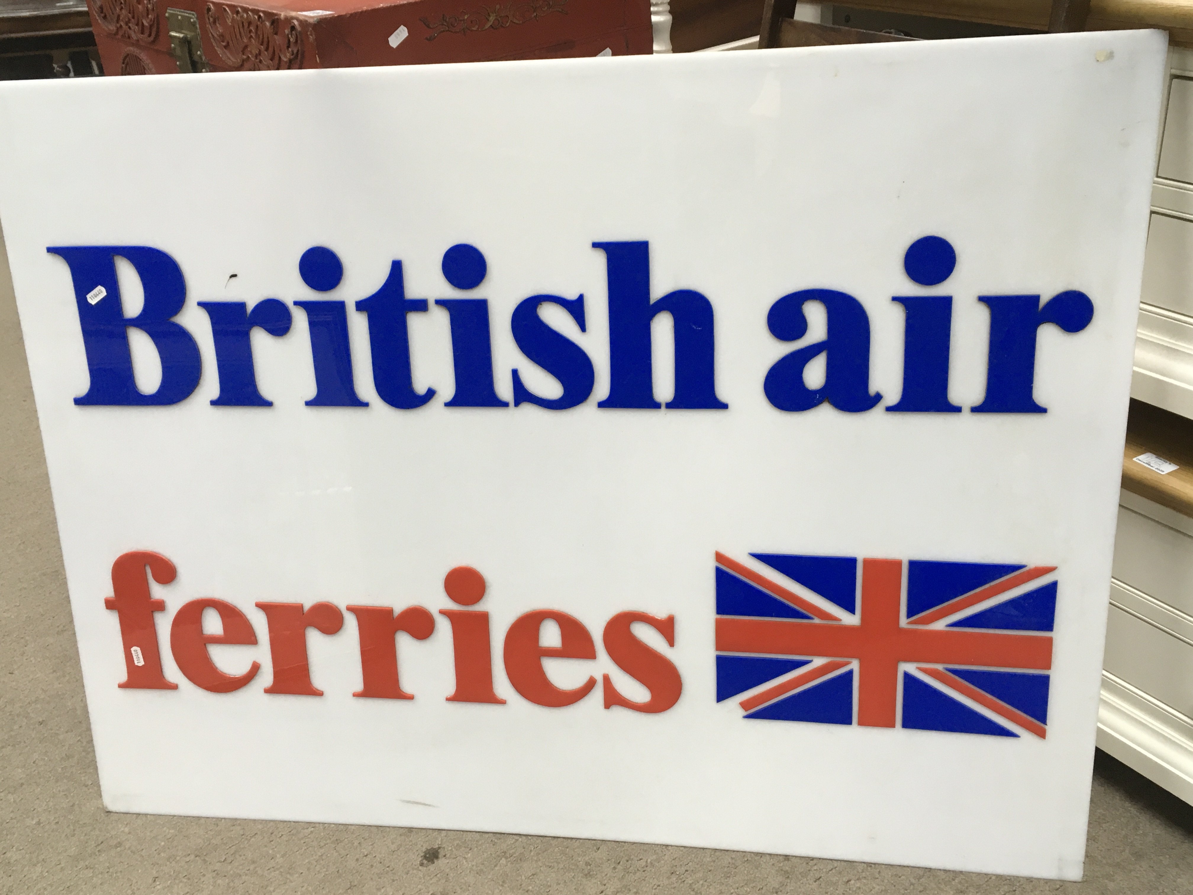 A large advertising sign for British Air Ferries,