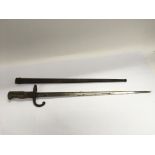 An English bayonet, 1877 pattern with hook quilon.