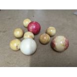 9 Early ivory billiards balls various sizes (3x 40