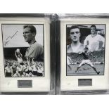 Two framed photographs of footballers Ron Flowers