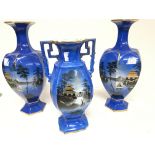 3 Oriental style Vases "Moonlight ware"