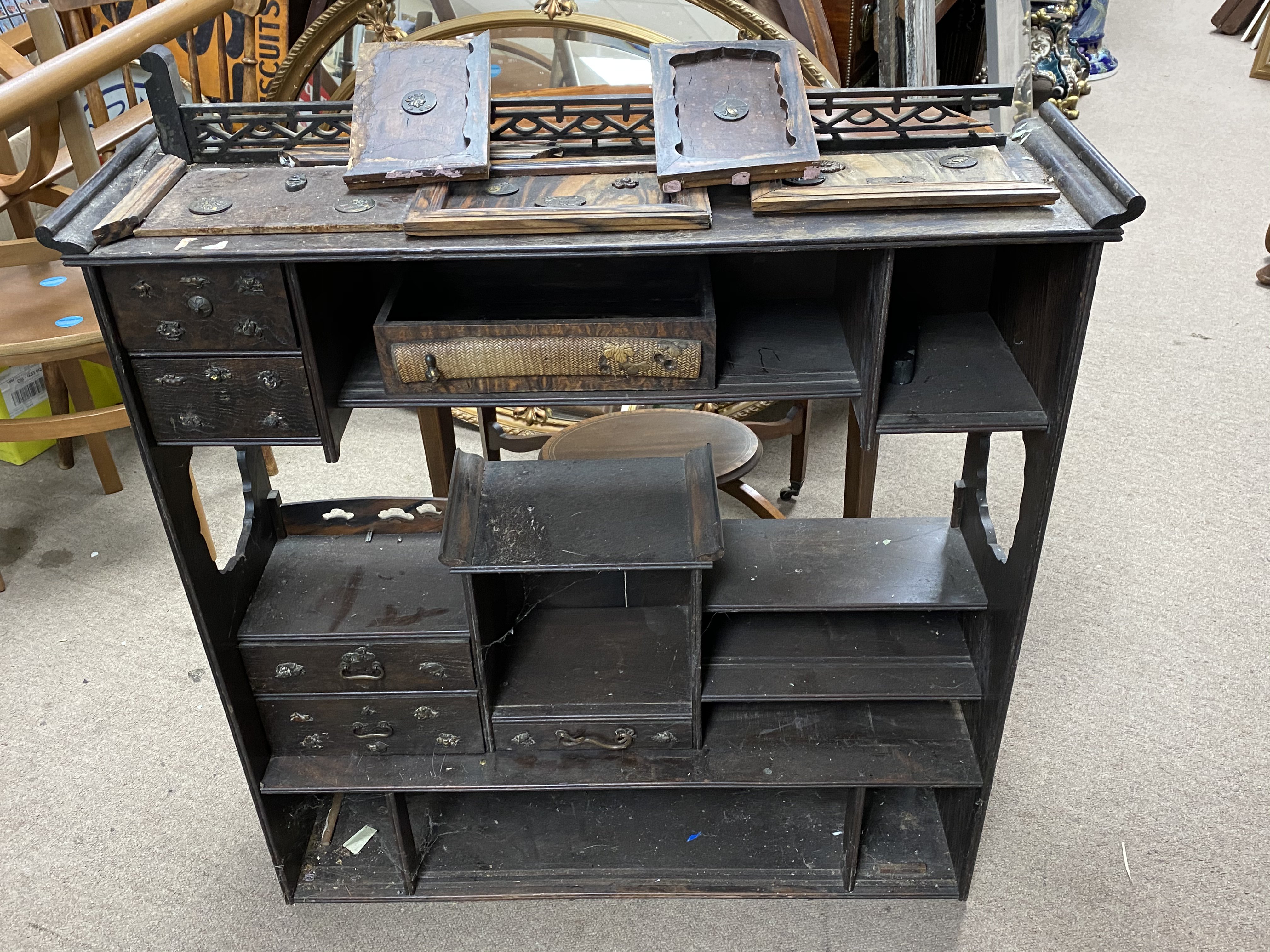 A Japanese hardwood cabinet in need of restoration