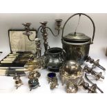 A collection of metalware including silver plated