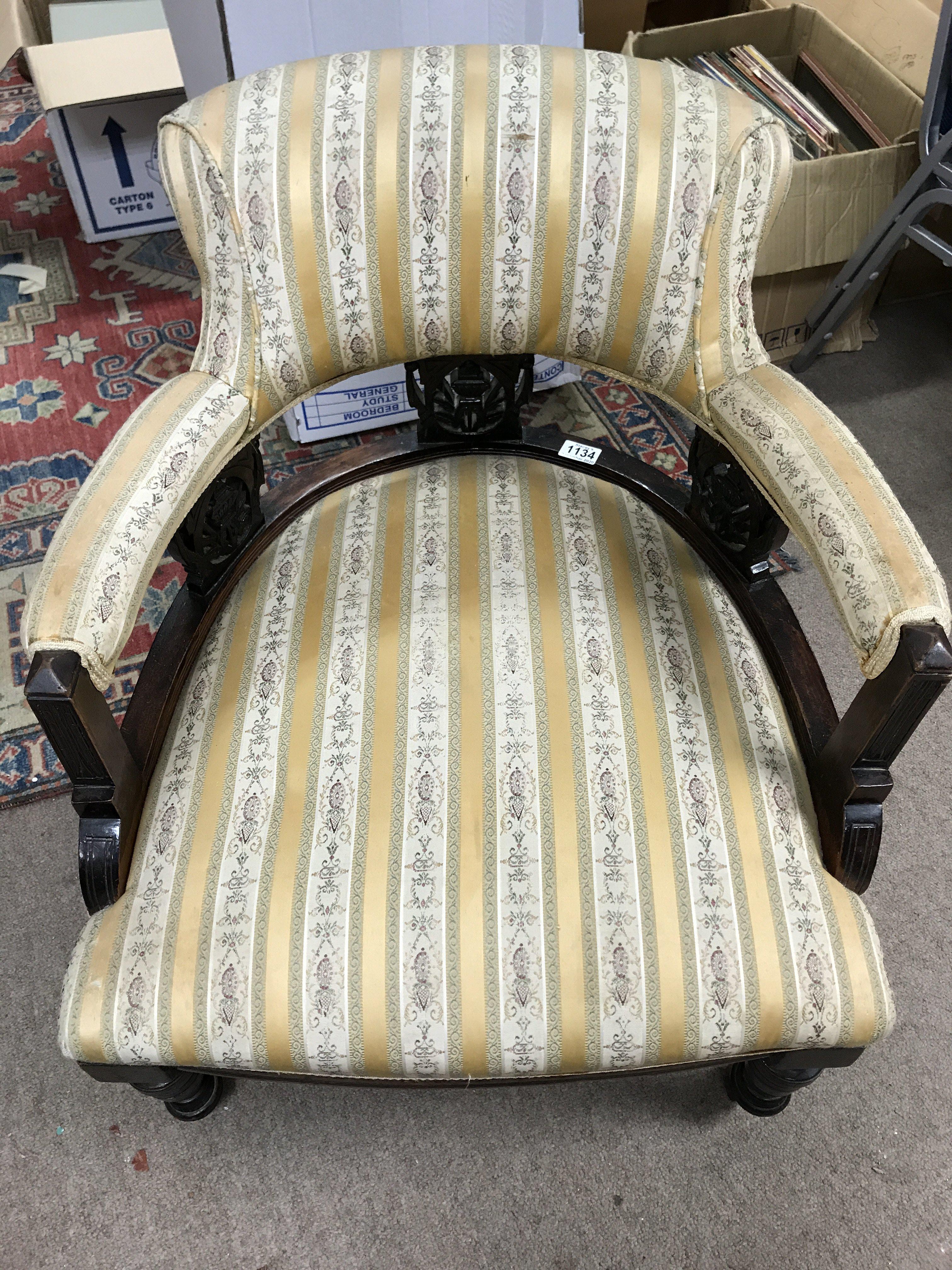 Two upholstered Bedroom chairs with mahogany frames