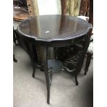 A mahogany occasional table with fretwork supports - NO RESERVE