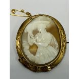 A Victorian unmarked gold mounted cameo brooch dep
