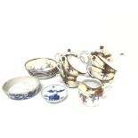 A Japanese egg shell tea set, a small Chinese oval
