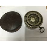 Vintage leather cased marine compass by J Bryer &