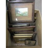 A box of paintings and pictures including many hun
