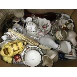 A box of mainly ceramics and glass including Royal