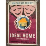 A 1958 British ideal home exhibition poster, approx 51cm x 76.5cm.