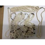 A collection of pearl necklaces and bracelets (9).