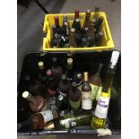 Two boxes of wines and spirits including three bot