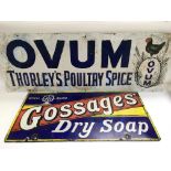 Two vintage enamel signs comprising 'Ovum Thorley'