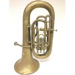 A Euphonium musical instrument with the markings R