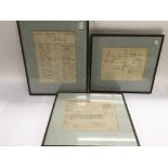 Three framed 19th Century stockbroker's paperwork