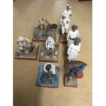 A group of 9 Indian terracotta figures. ( varying