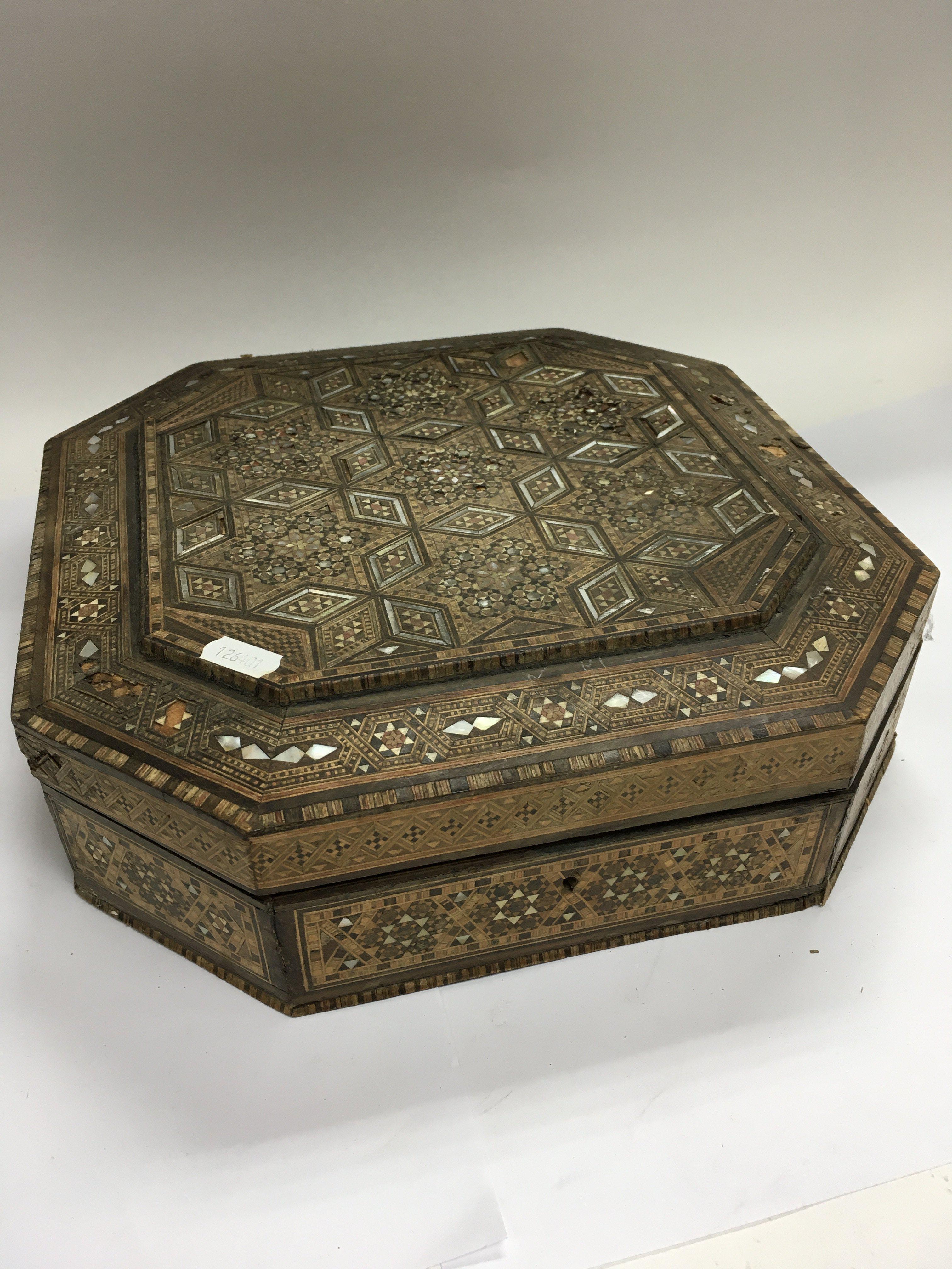 An Anglo Indian parquetry inlaid workbox