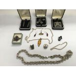 A collection of mainly silver jewellery, some set