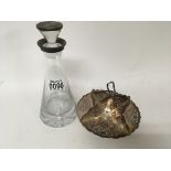 A modern design silver mounted glass decanter and