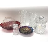 A collection glass ware in including cut glass and