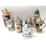 A collection of 20th century continental beer steins.