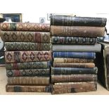 20 early leather and canvas bound books including