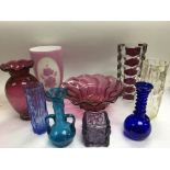 A collection of art glass vases. NO RESERVE.