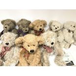 A collection of 7 perfect companion teddy bears.