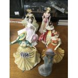 7 porcelain figurines including Doulton, Coalport,