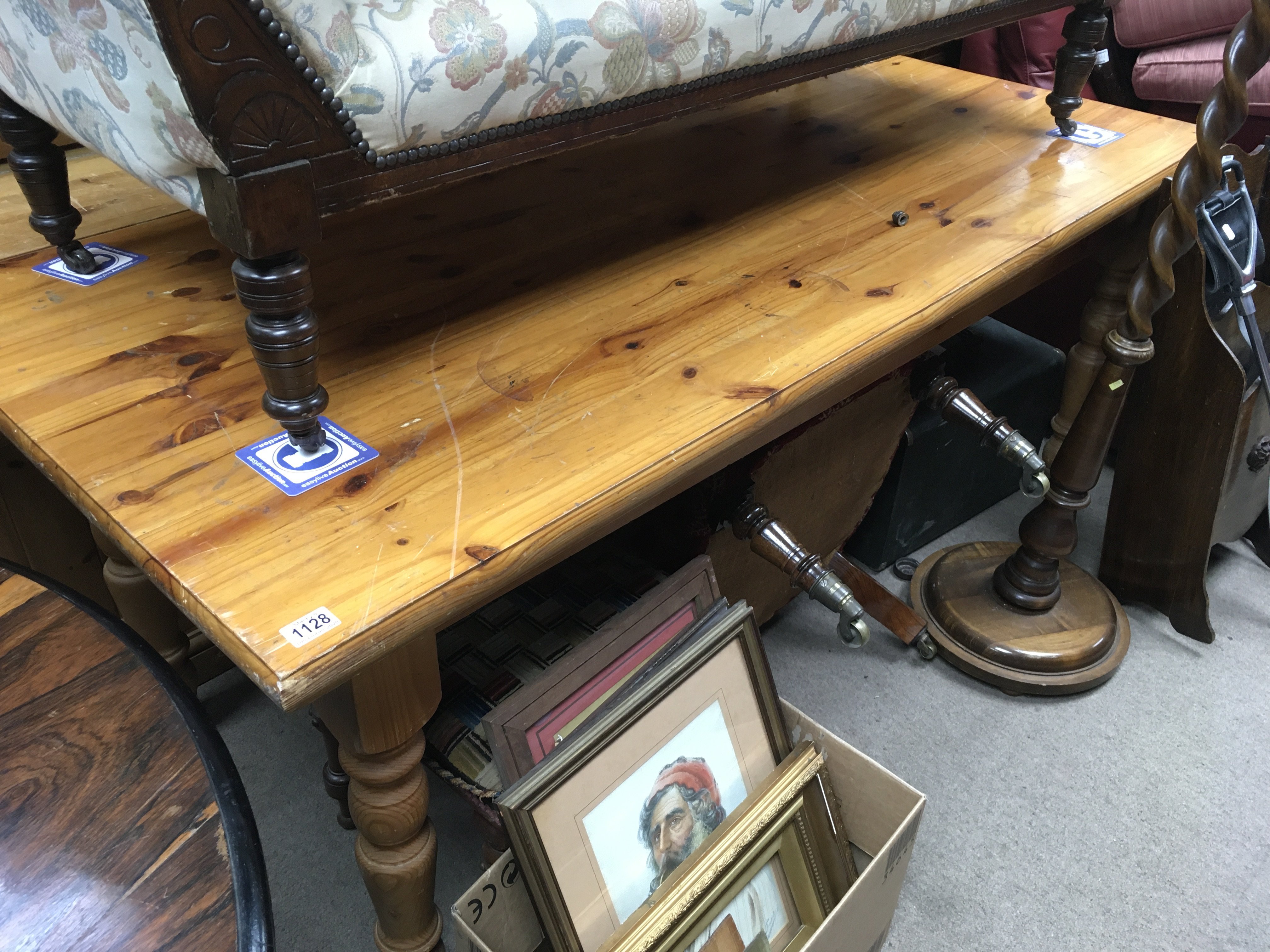 A large pine refectory table 83 x 168cm