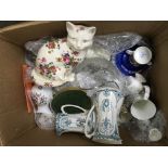 A box of various ceramics and glass. NO RESERVE.